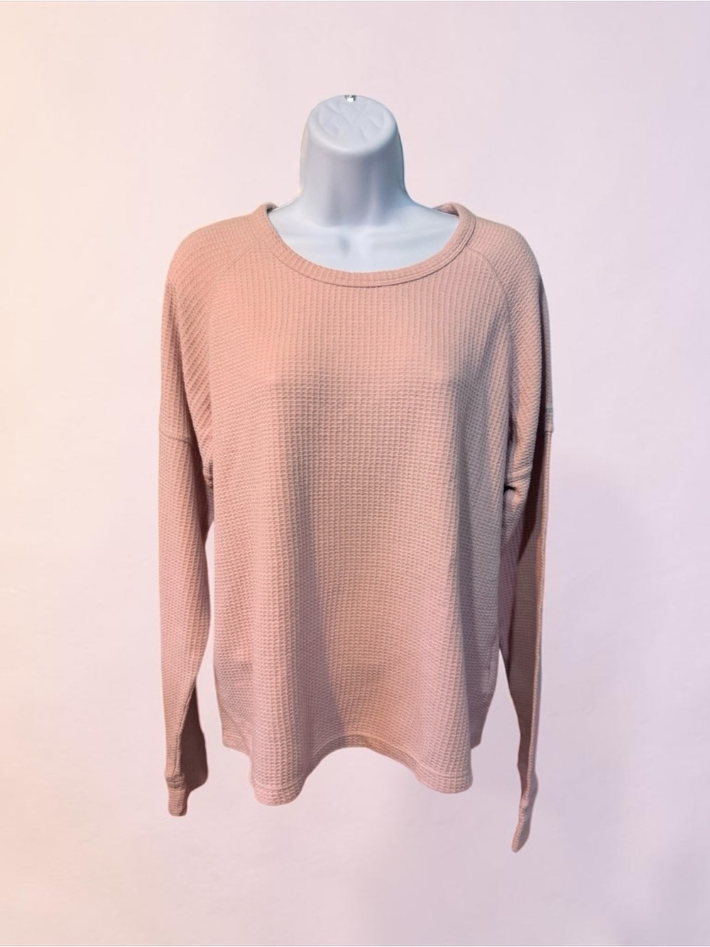 Columbia Women's Light Pink Waffle Thermal Long Sleeve Pullover - Picture 2 of 5